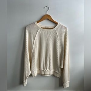 Z Supply Ivory Waffle Cropped Long Sleeve T-shirt